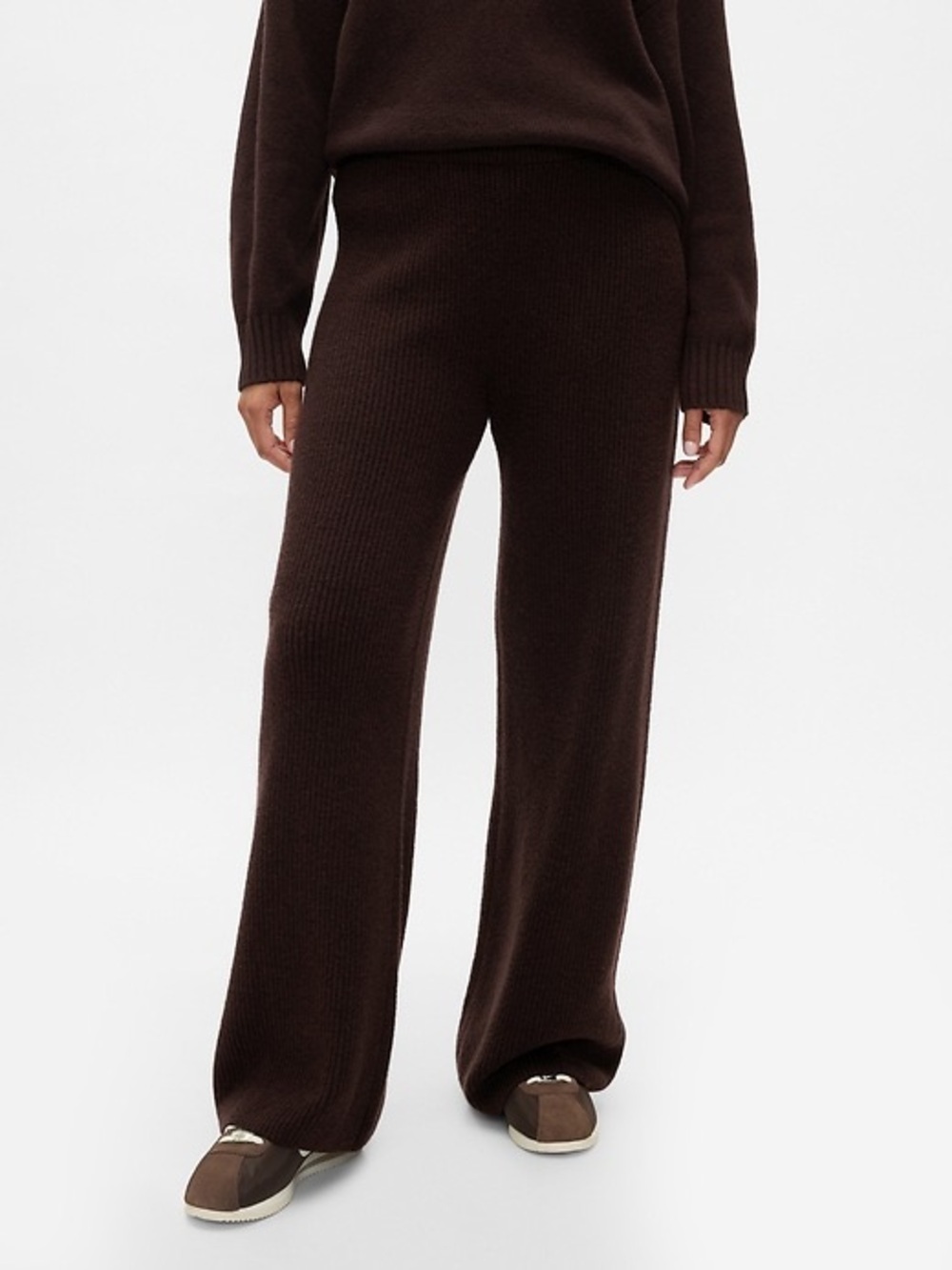 GAP Knit Wide-Leg Sweater Pants | Dark Espresso Brown | S